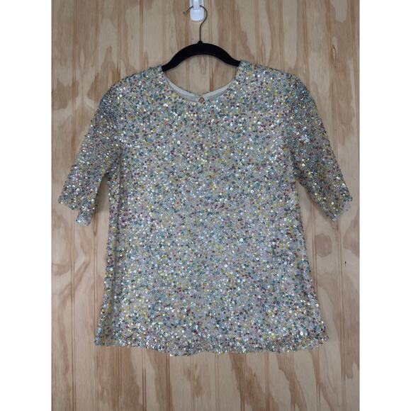 Varun Bahl Sequin, Party, Holiday Festive Glam Y2K Bold Shirt Size Small - Picture 2 of 8